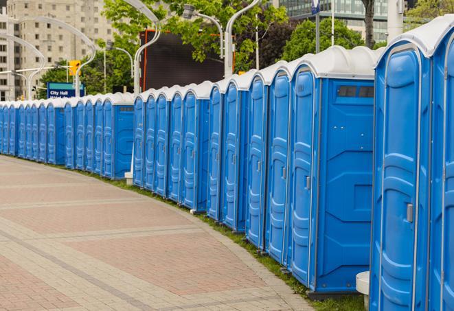 Seasonal porta potty units set up at a Willmar, Minnesota venue